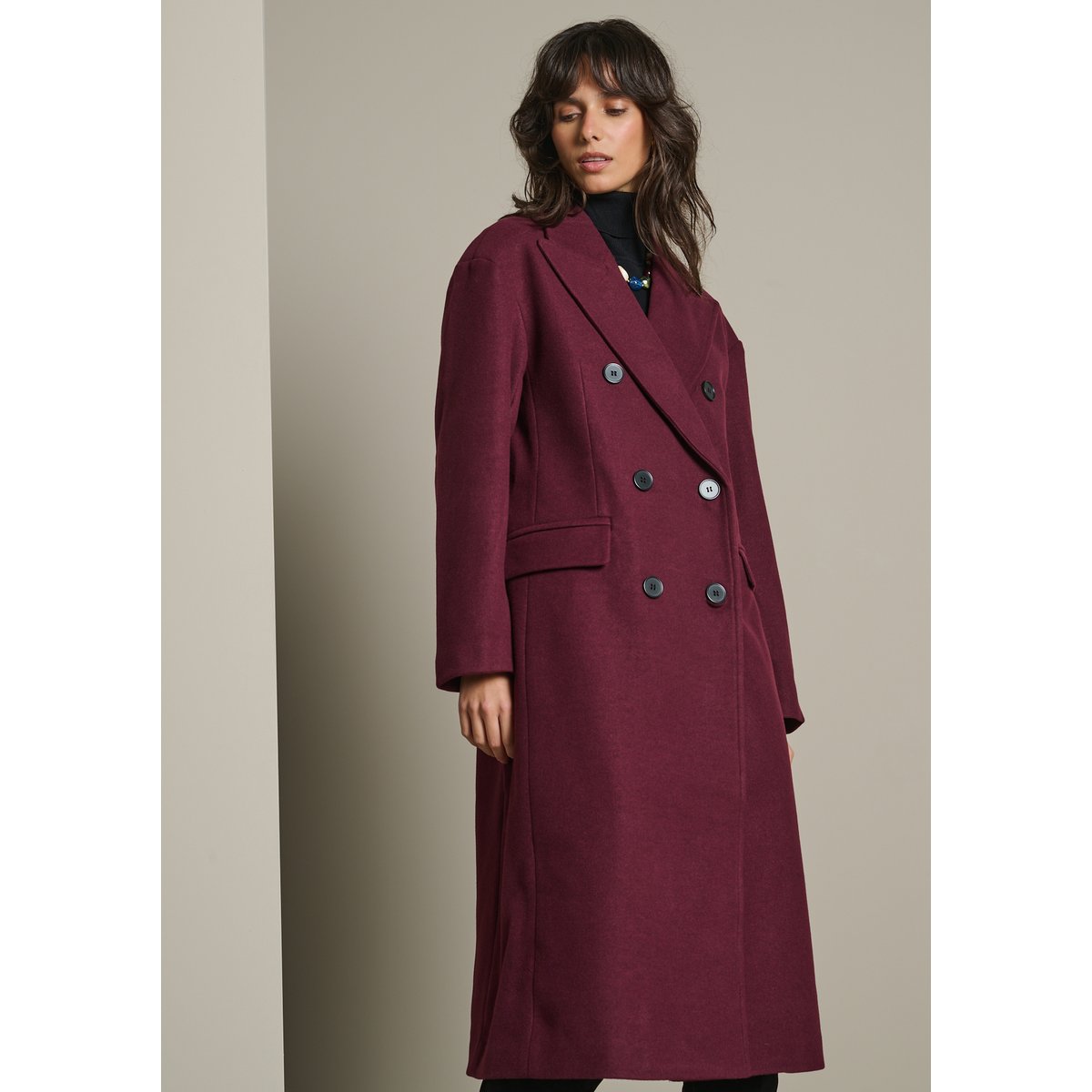 Manteau long oversize bordeaux wine, LOLALIZA