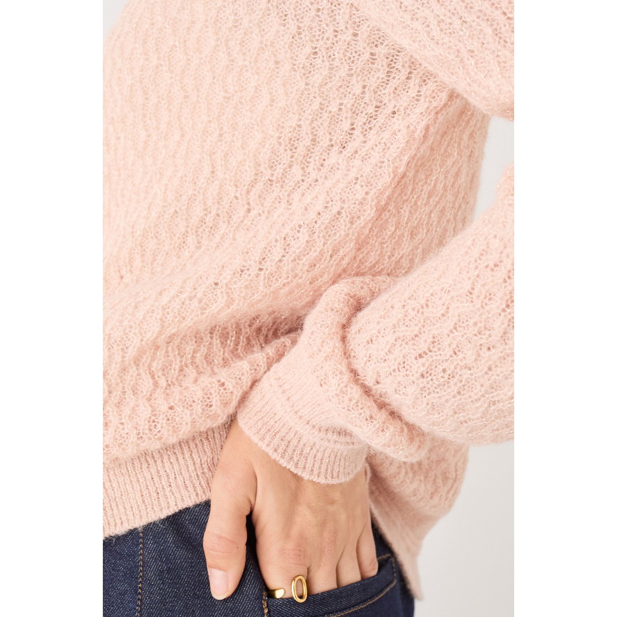 Gilet droit en alpaga JADE rose saumon, CAROLL