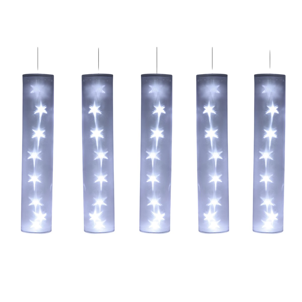 5 Tubes Lumineux Blancs avec Étoiles LED 40 LED blanc, EDEN