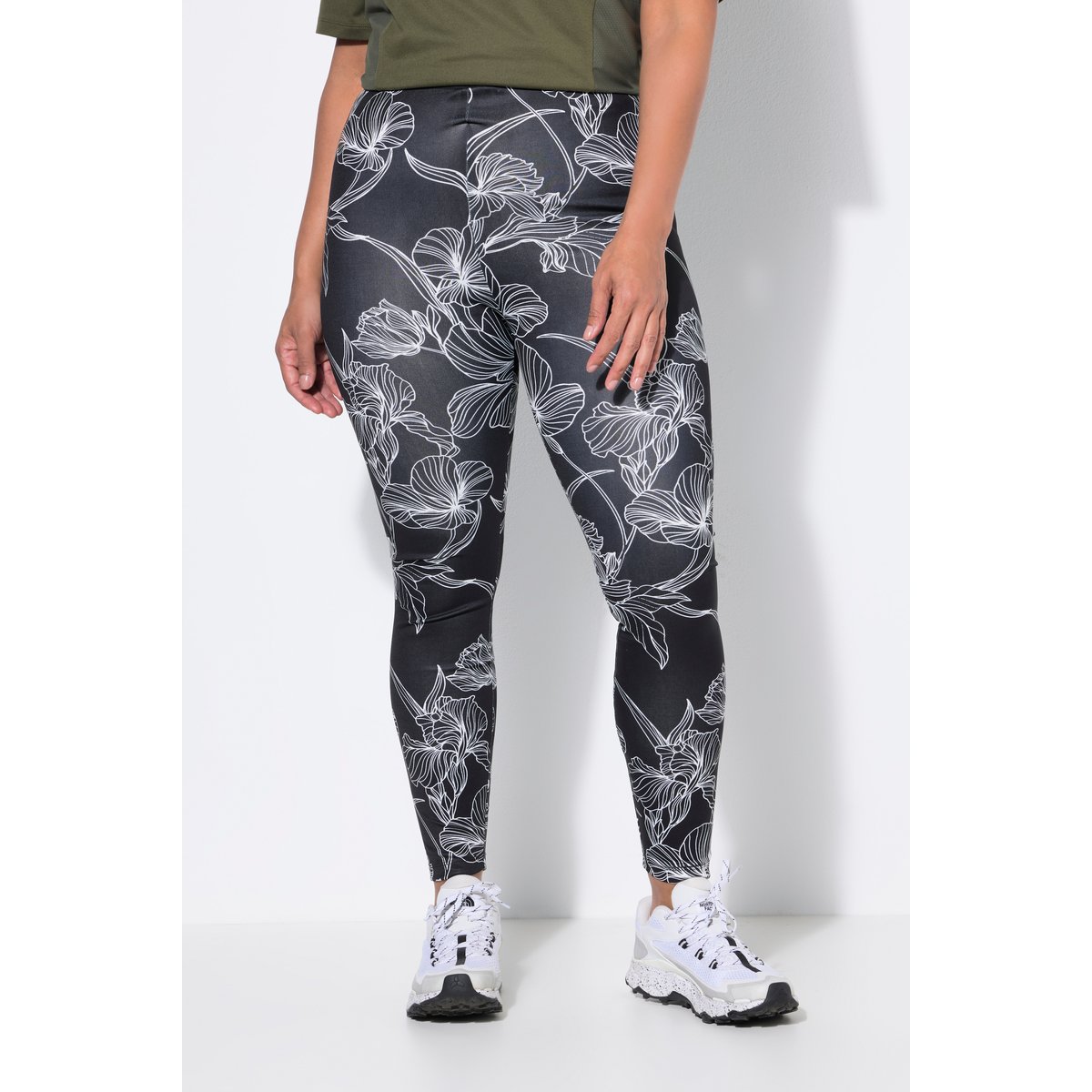 Legging imprimé floral noir, ULLA POPKEN