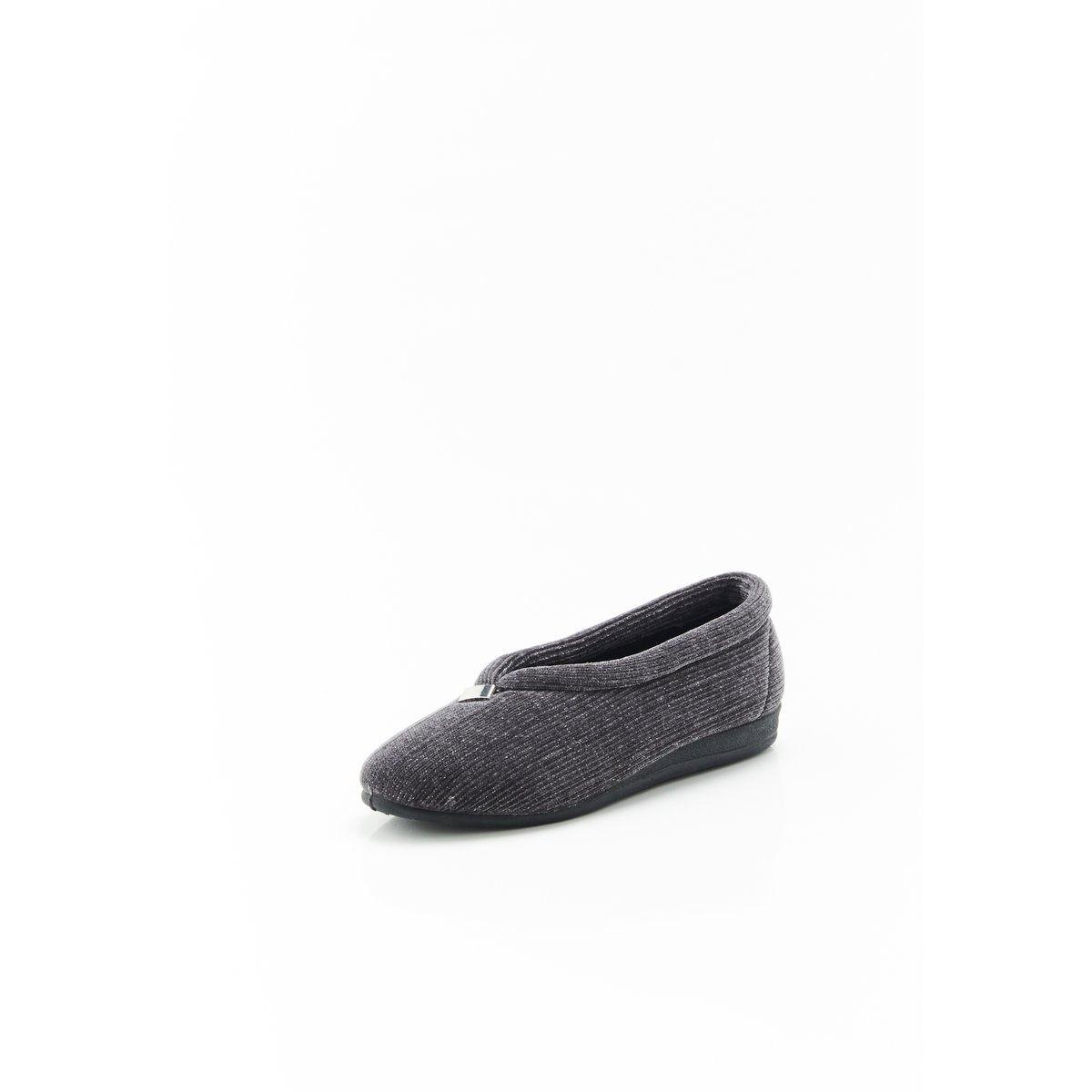 Chaussons velours côtelé brillant gris, DAMART