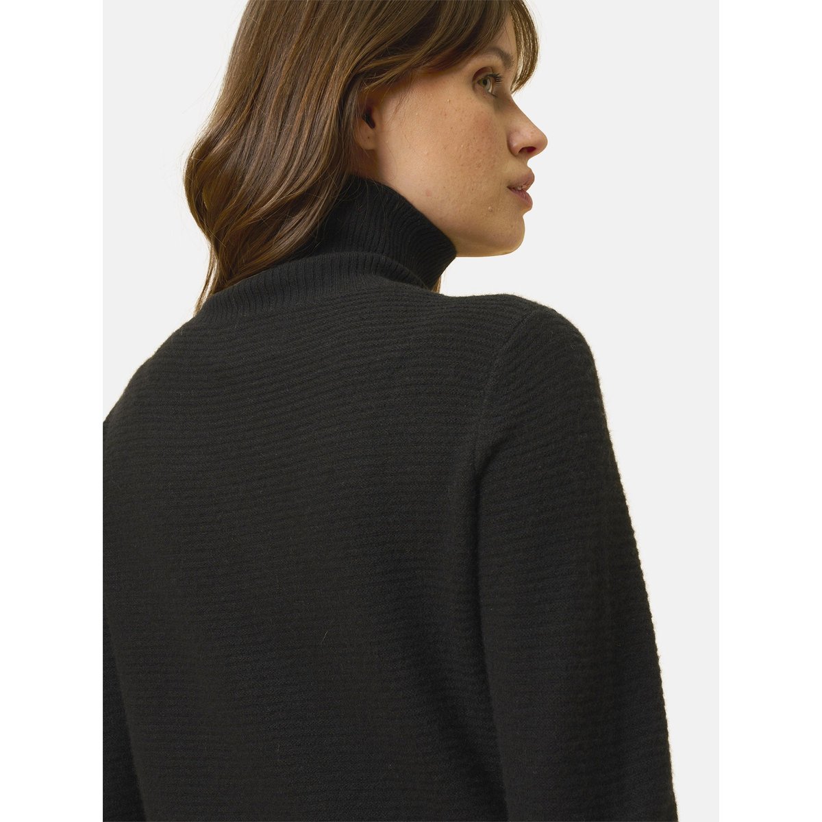 Pull Col Roulé Noir Udny noir, JUST CASHMERE