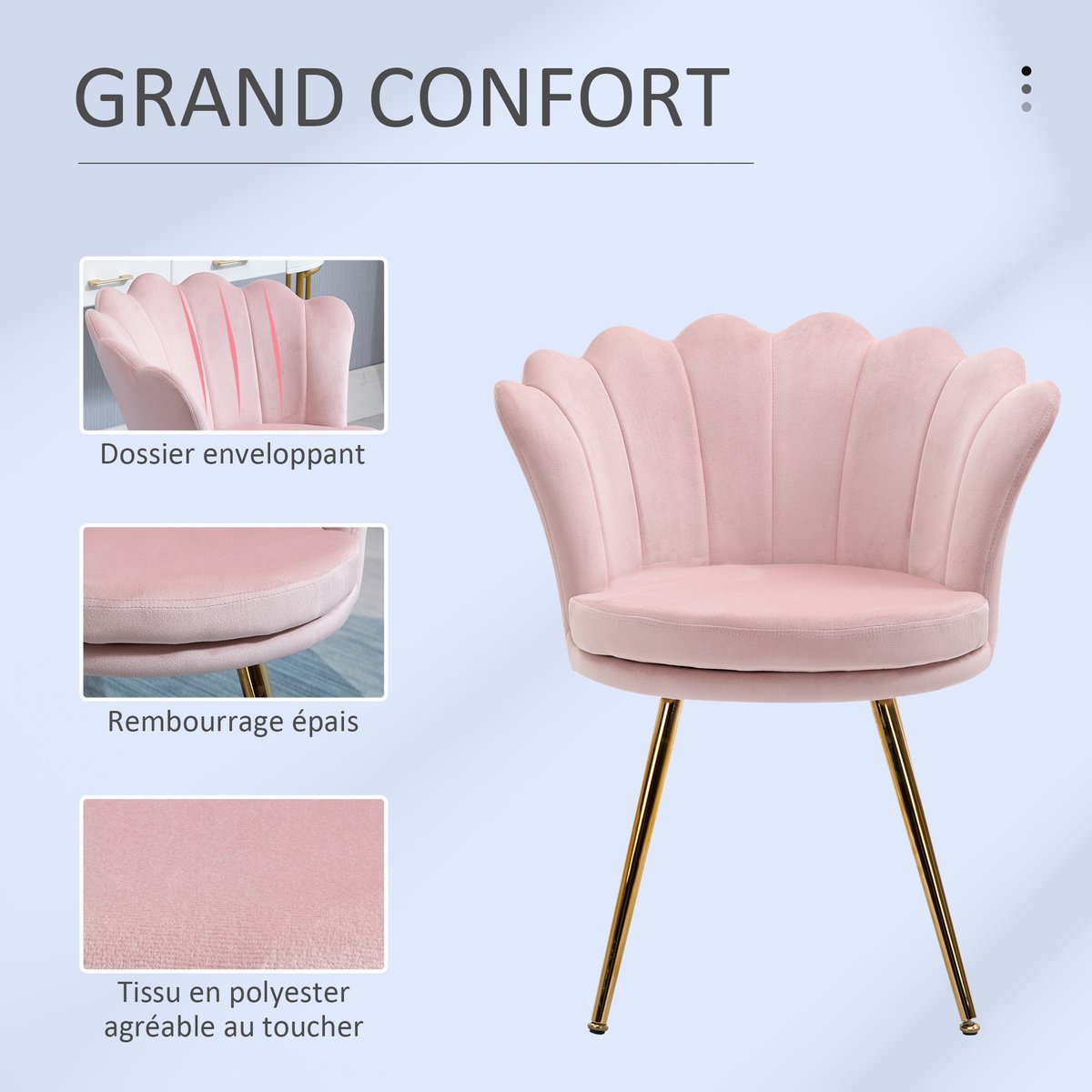Accent Chair Polyester Rose rose poudré, HOMCOM