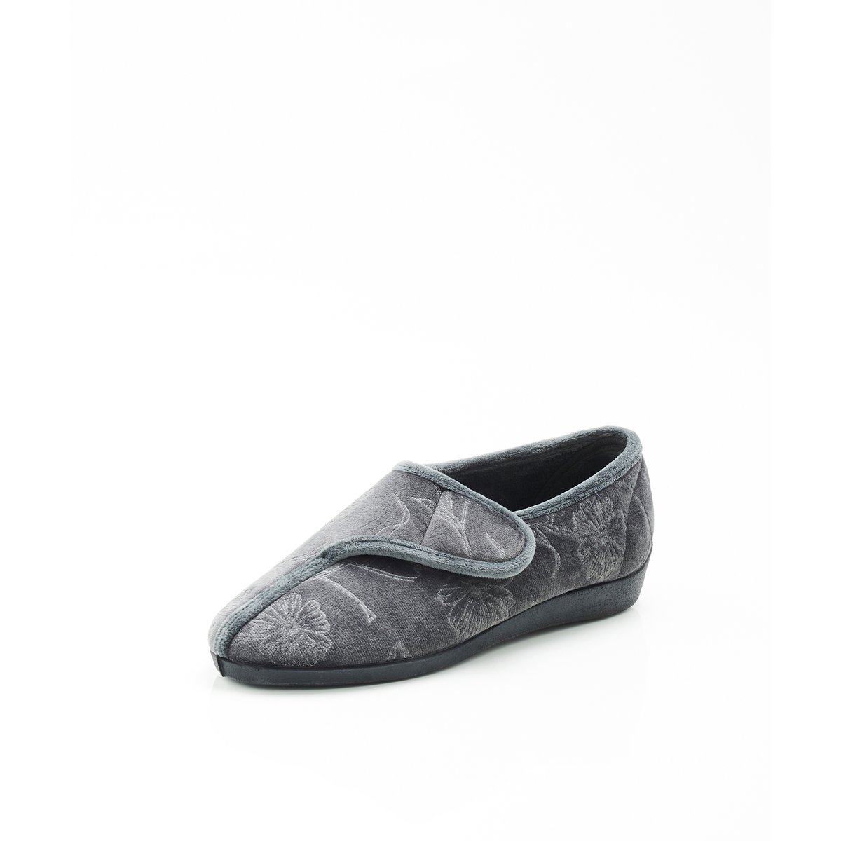 Chaussons à scratch gris foncé, DAMART