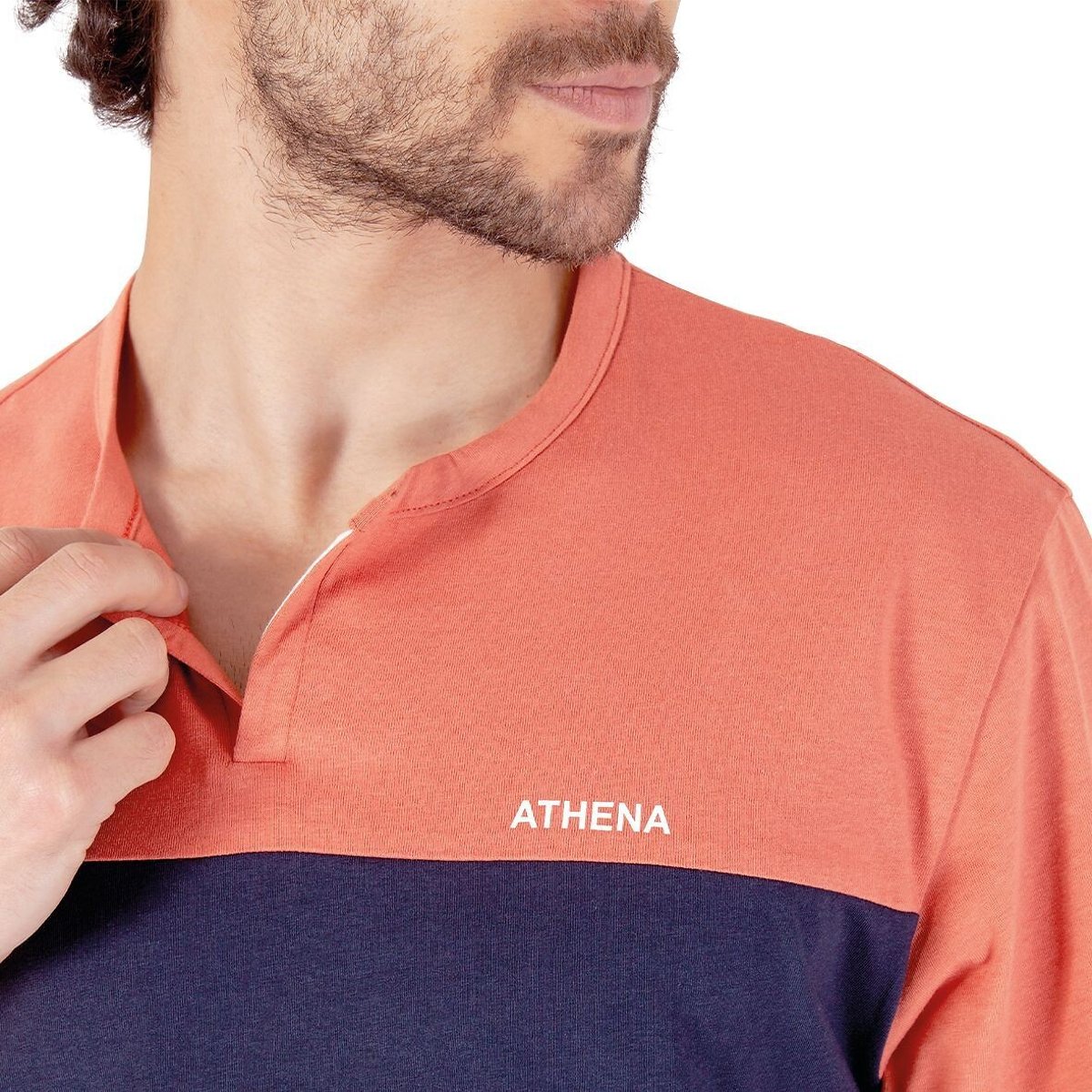 Pyjashort en coton marine/terracota, ATHENA