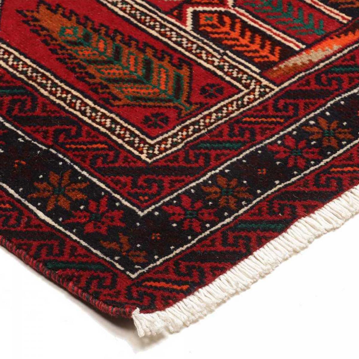 Tapis d'orient oriental, noué main en laine, BALUTSCH 1 rouge, crème, noir, UN AMOUR DE TAPIS