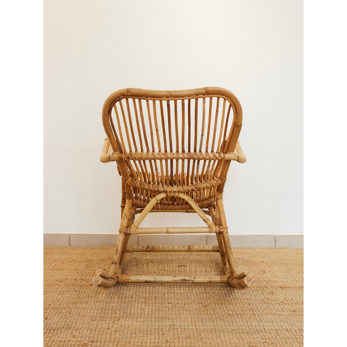 Rocking-chair en rotin Alibert N°107 - Bon état bois clair, DEBONGOUT