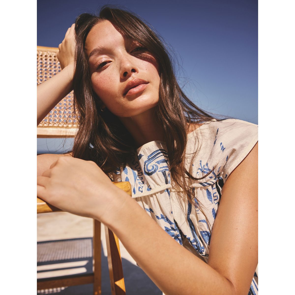 Robe d'été midi avec lien imprimé bleu, NEXT