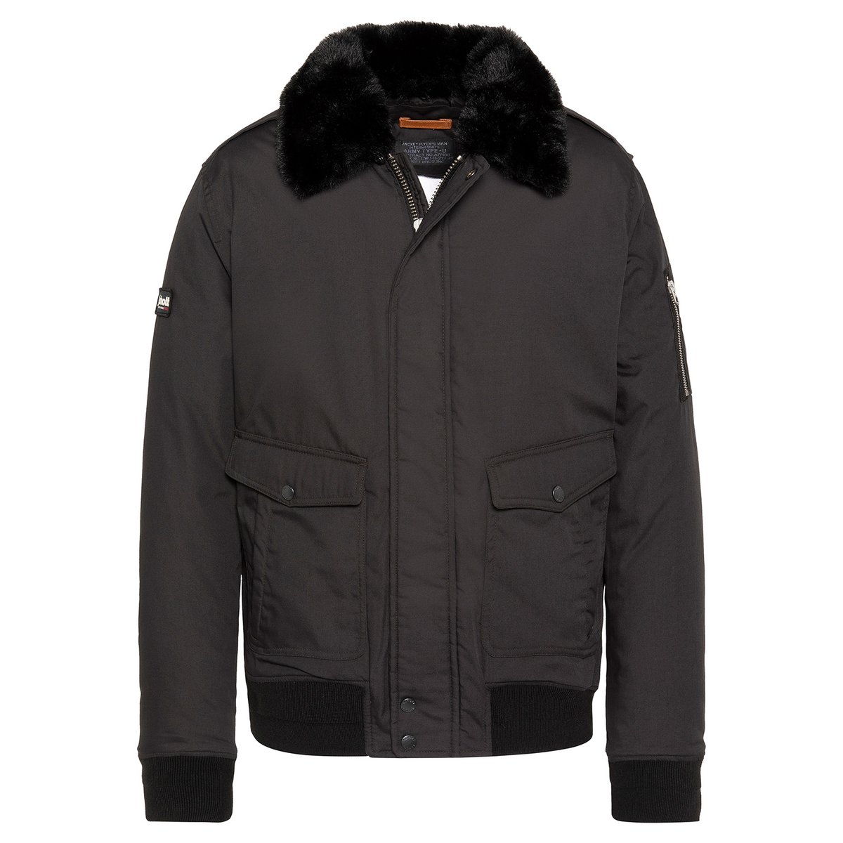Blouson pilote avec col imitation imitation fourrure amovible noir, SCHOTT