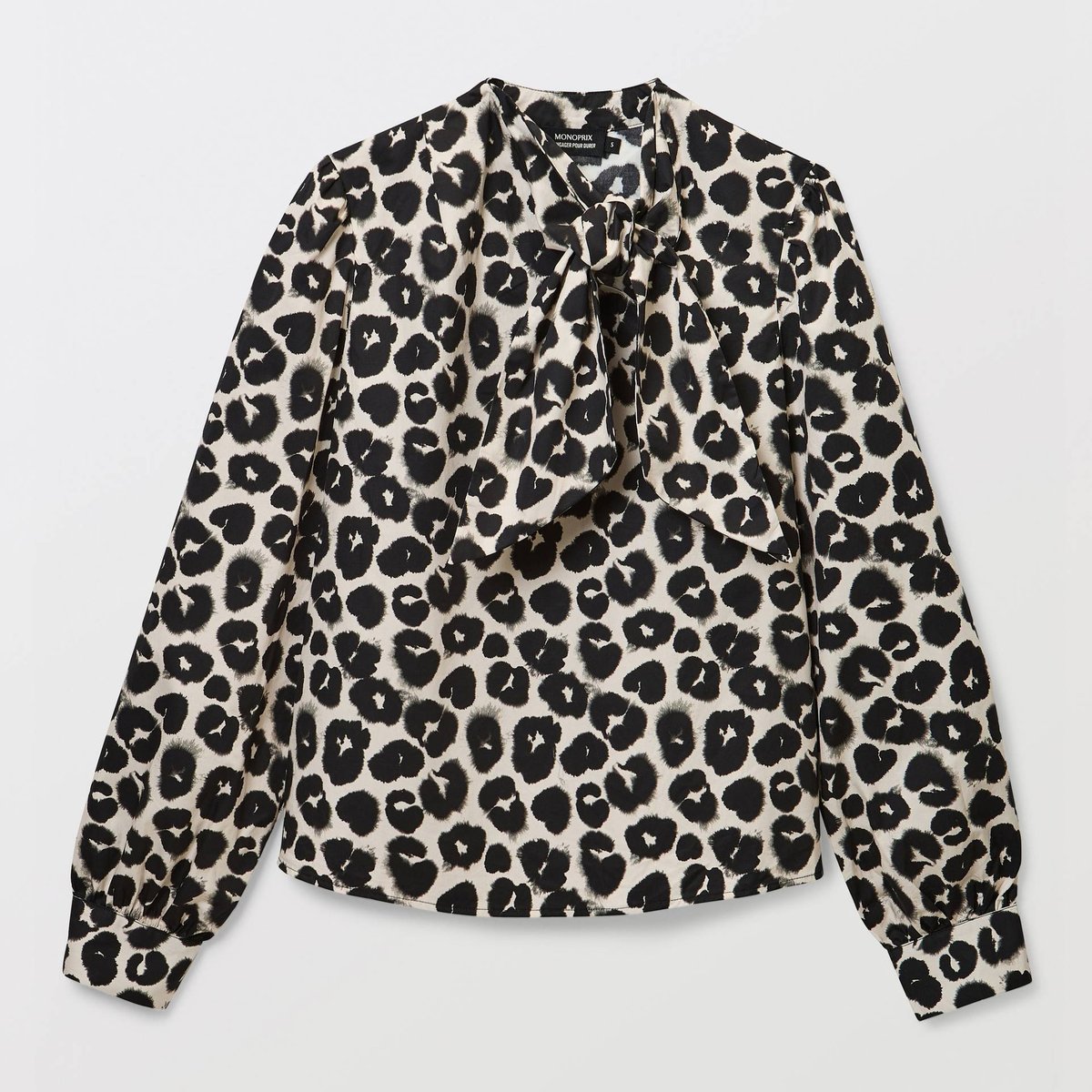 Blouse manches longue imprimée en coton BIO GOTS butter cream, MONOPRIX