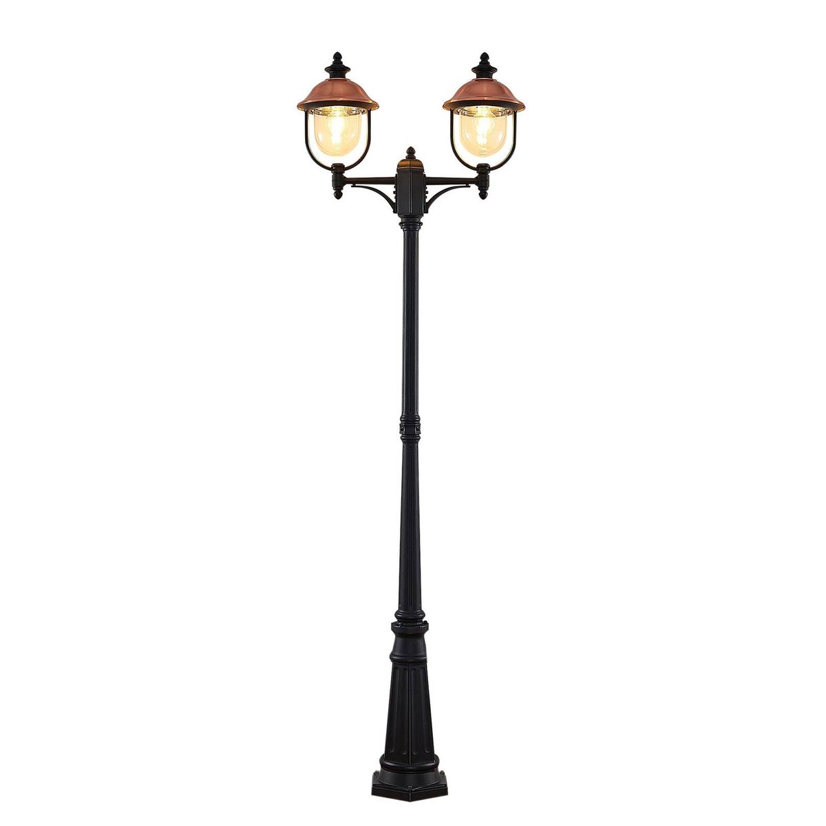 Lampadaire extérieur en aluminium vintage noir, cuivre, LINDBY