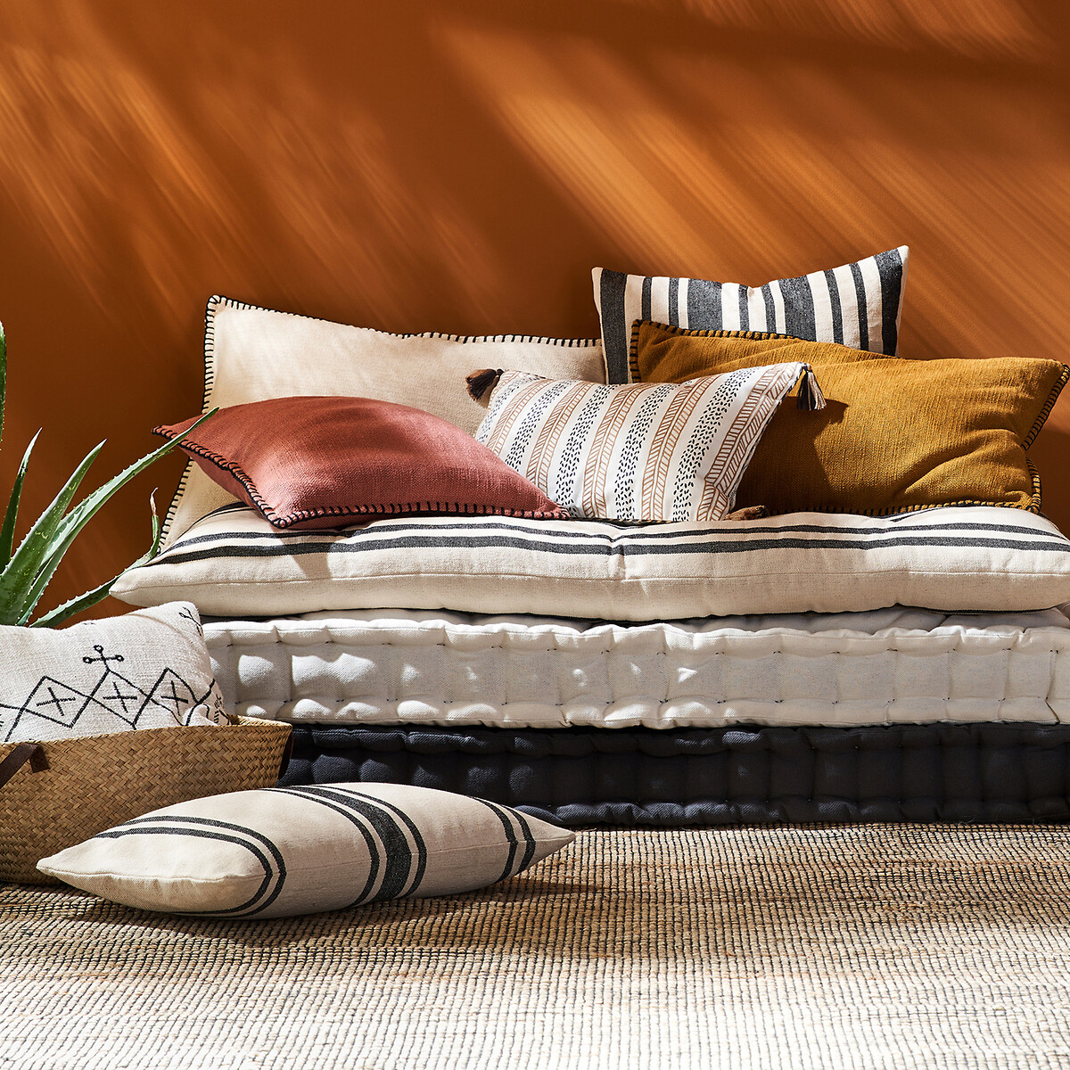 Matelas de sol 120 cm rayé, Minille naturel/noir, LA REDOUTE INTERIEURS