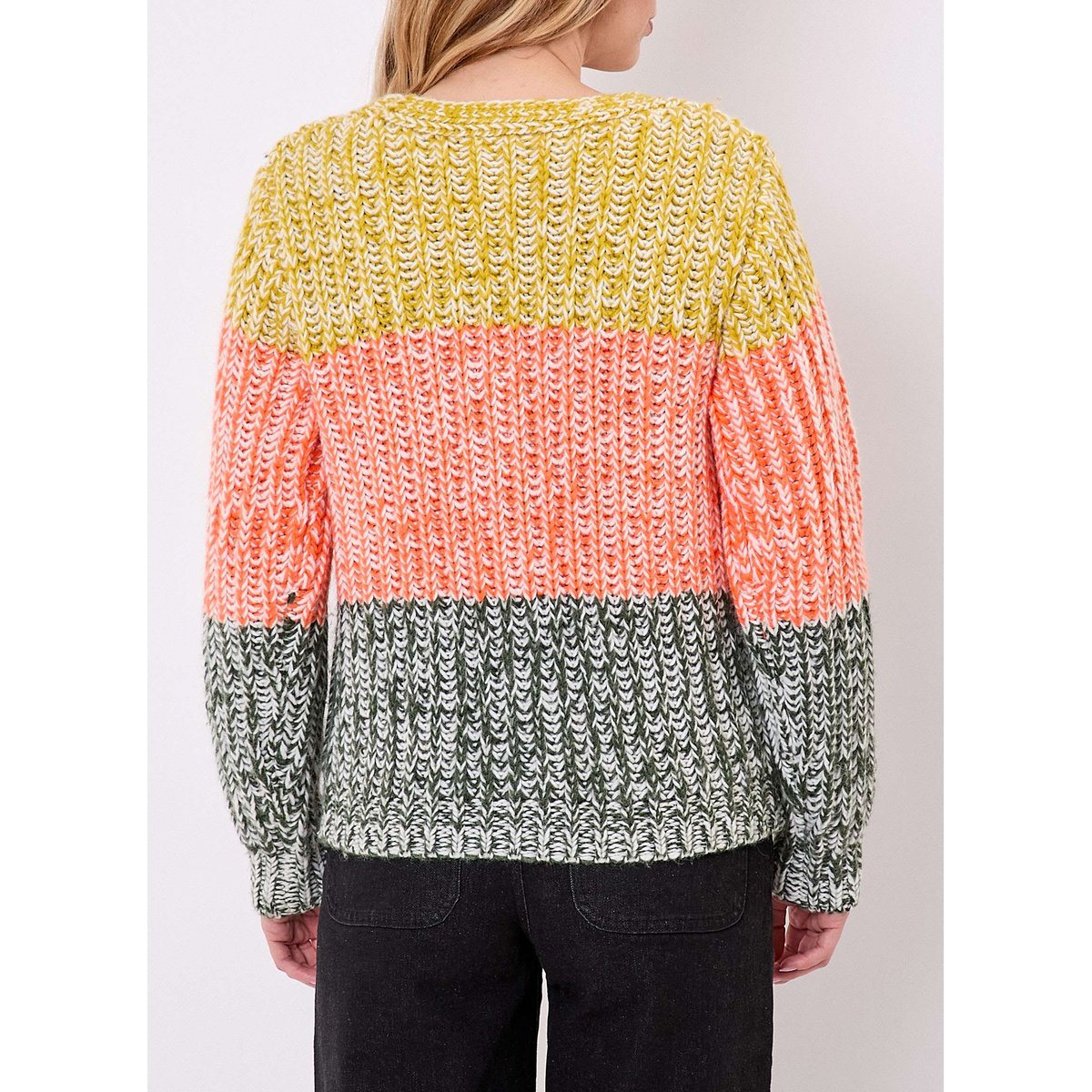 Gilet grosse maille chinée rayures PATORI multicouleurs, LA FIANCÉE