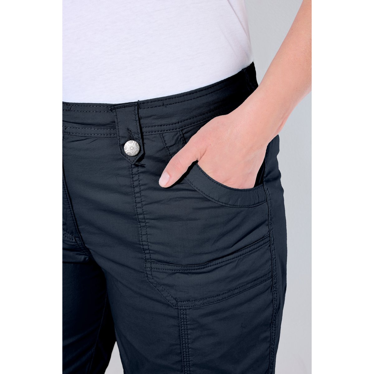 Bermuda cargo 4 poches. Taille confortable marine, ULLA POPKEN