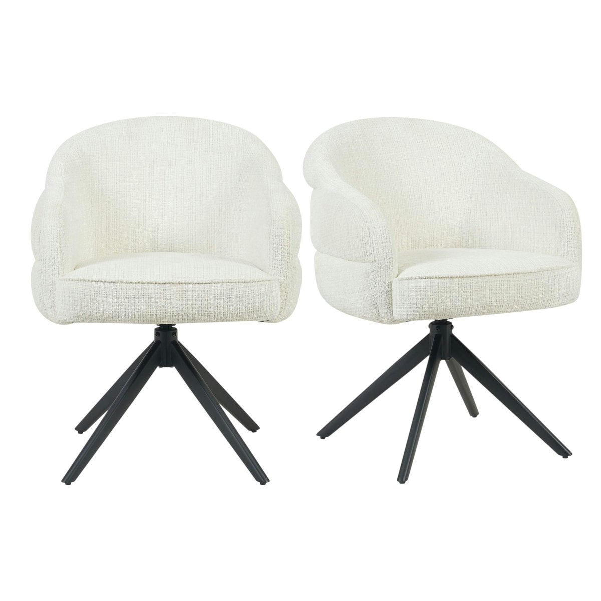 Chaise arrondie pivotante en tissu chenille (lot de 2) CORTINA ecru, PIER IMPORT