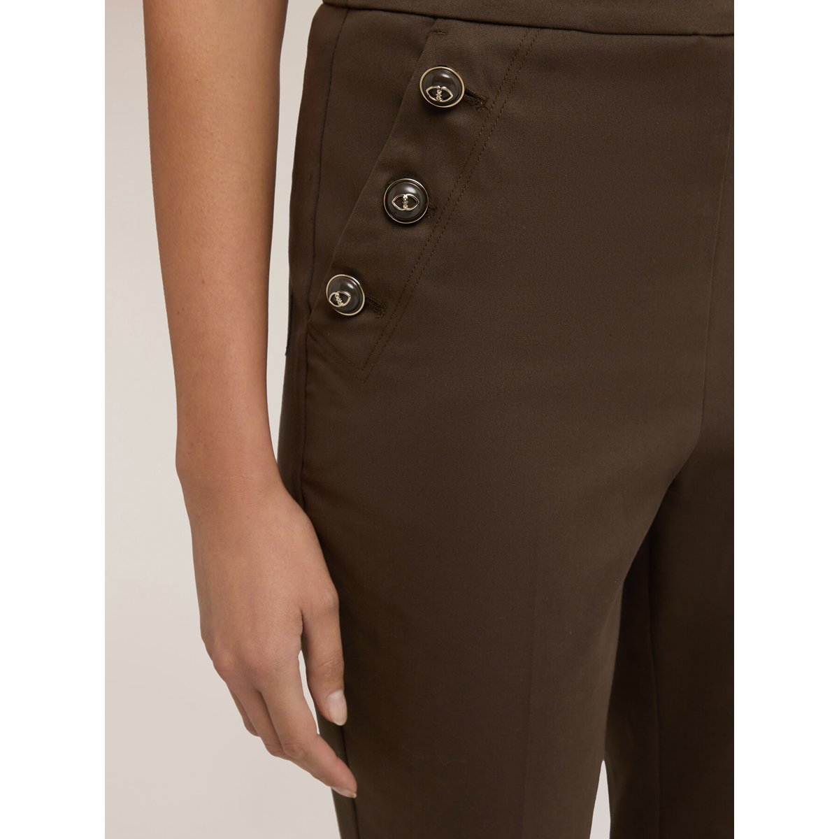 Pantalon skinny en coton technique verde militare, MOTIVI