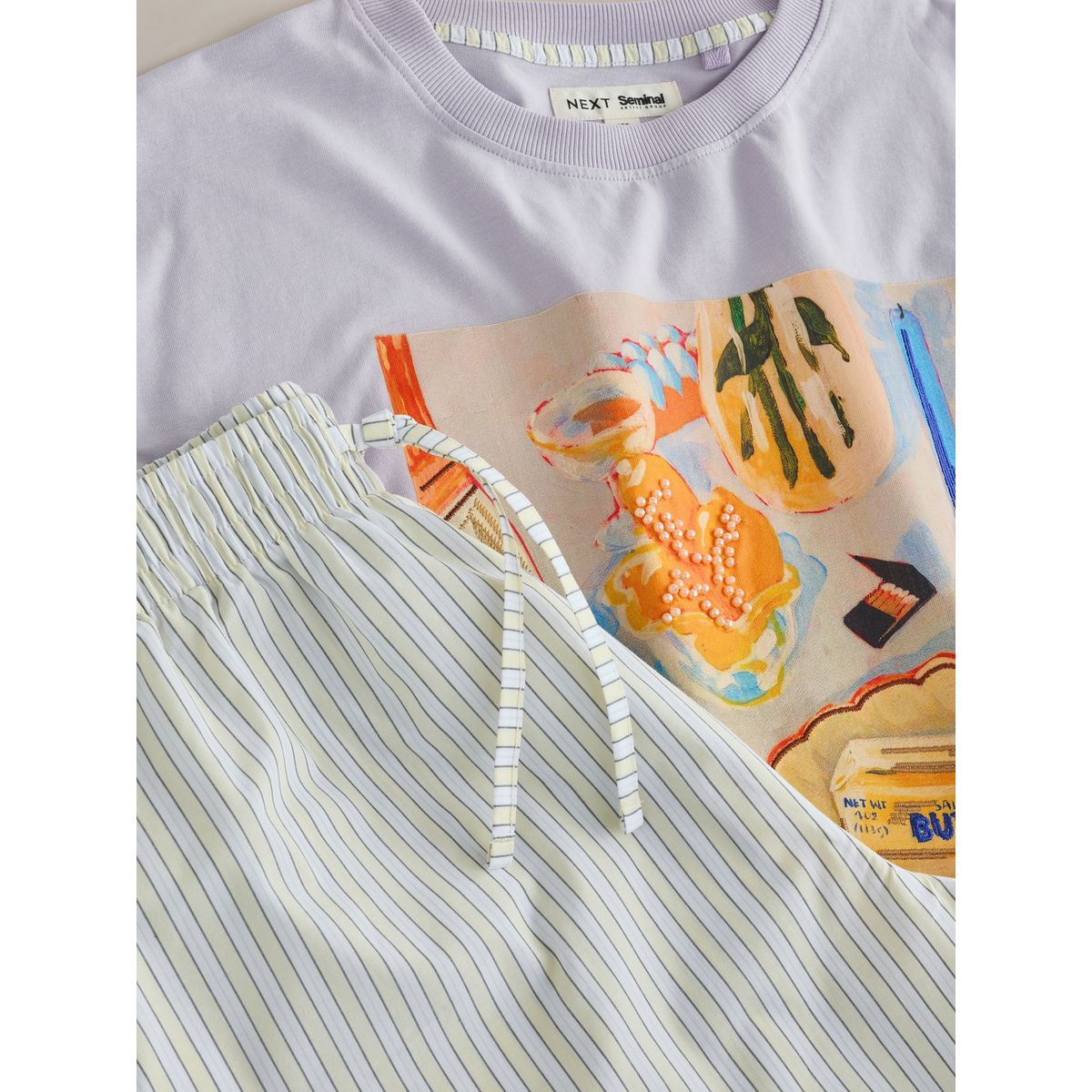 Pyjama short seminal x lindsey cherek waller bleu, NEXT