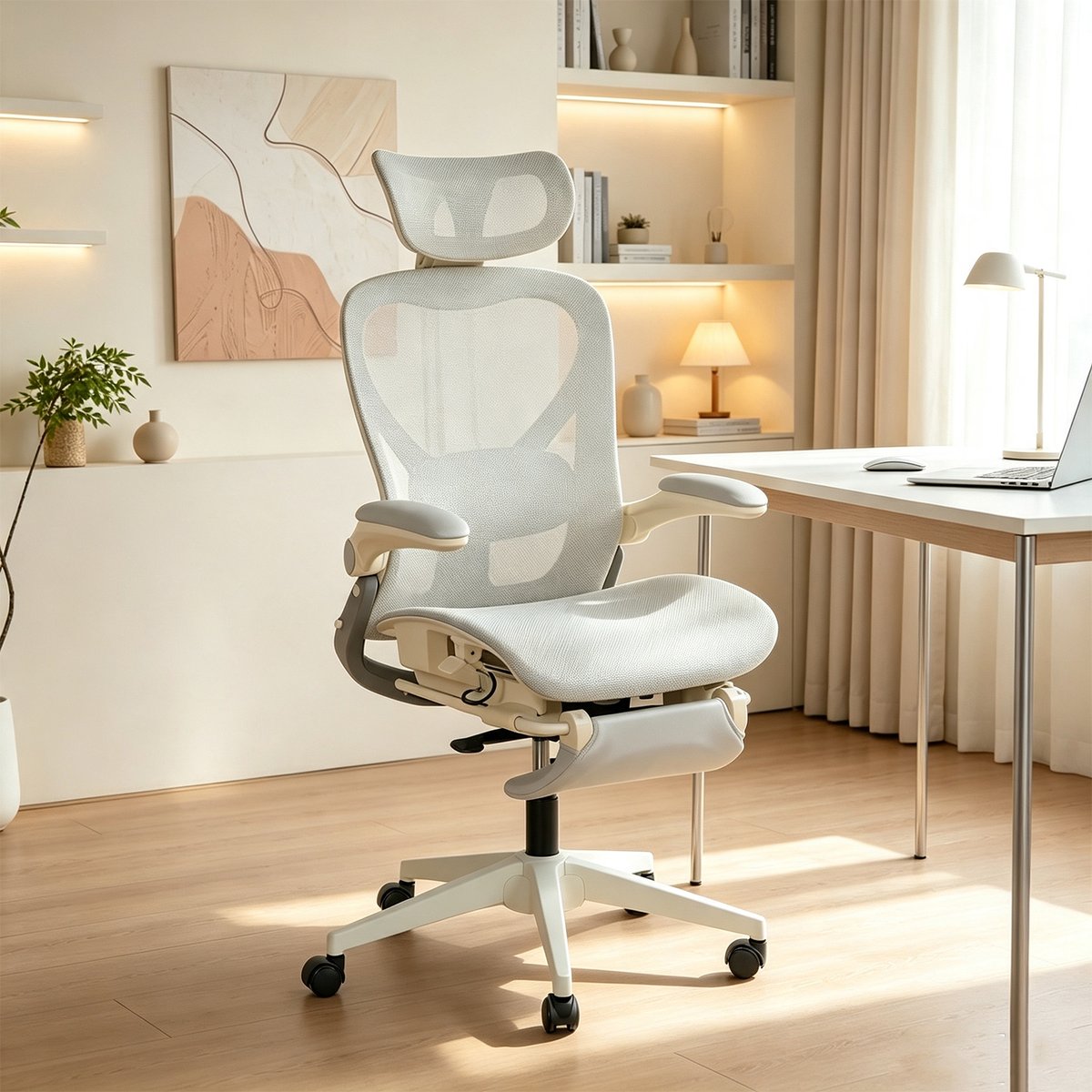 Chaise de bureau ergonomique en maille, VONGER MESH gris, MEUBLES COSY