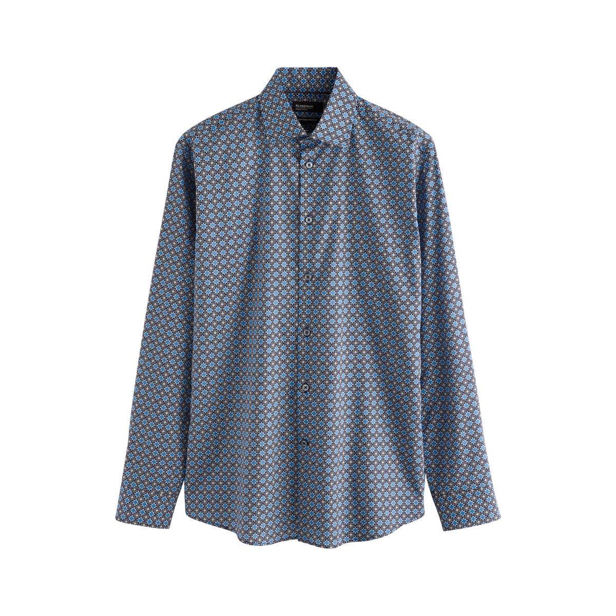Chemise slim habillée en coton stretch bleu, NEXT