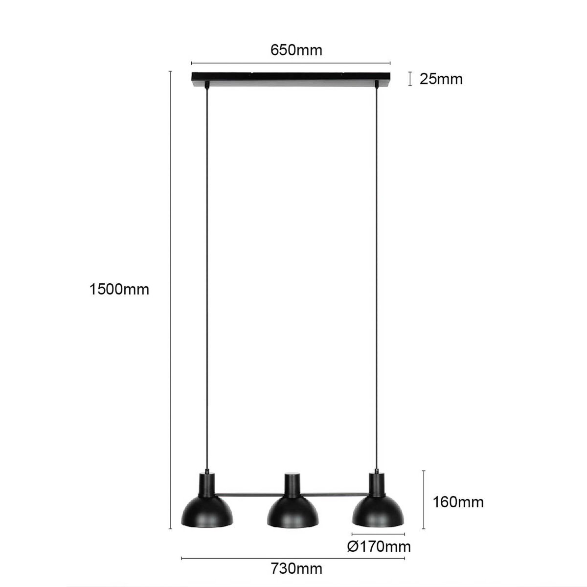 Suspension en métal design, Mostrid noir mat, LUCANDE