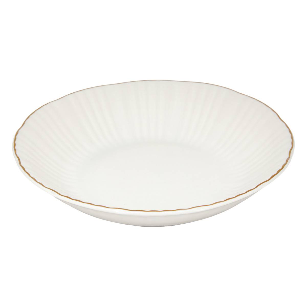 Lot de 6 assiettes creuses rondes en porcelaine DAPHNE blanc, ATMOSPHERA