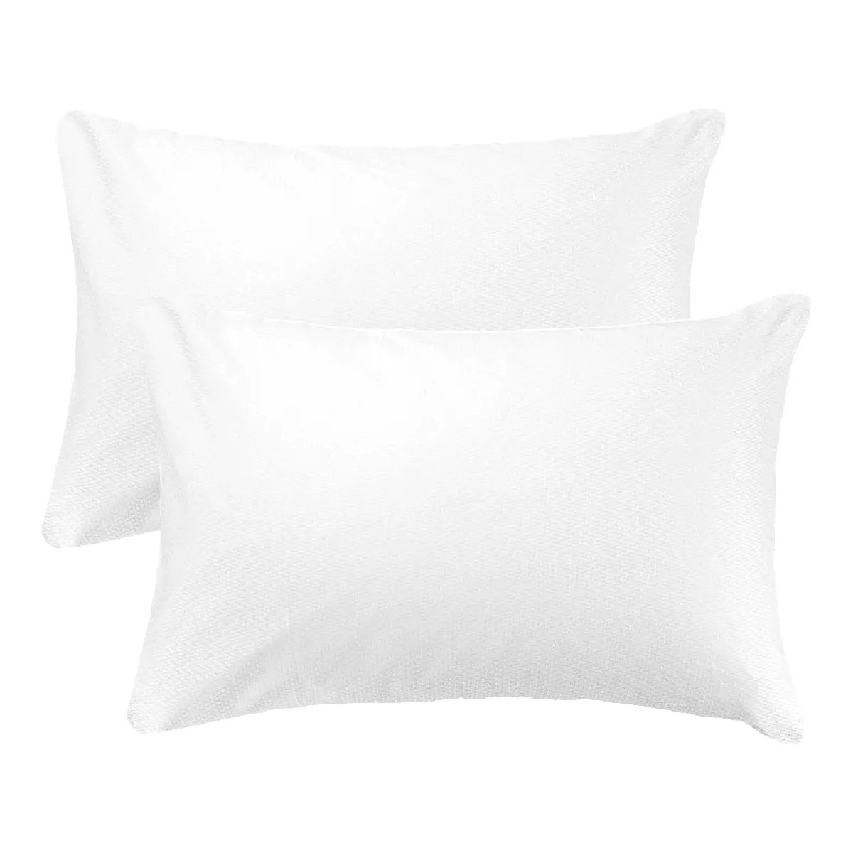 Lot de 2 taies satin de coton VIBRATO blanc, GARNIER THIEBAUT