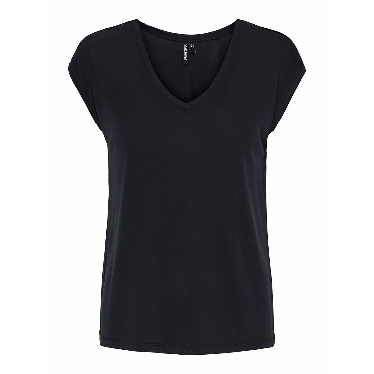 T-shirt, scollo a V nero , PIECES