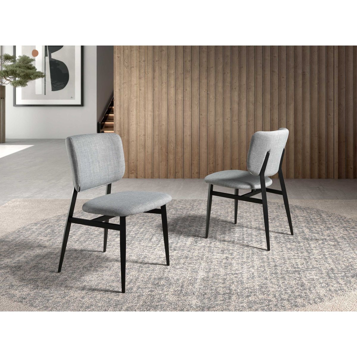 Chaise en tissu gris clair gris clair | noir, ANGEL CERDA