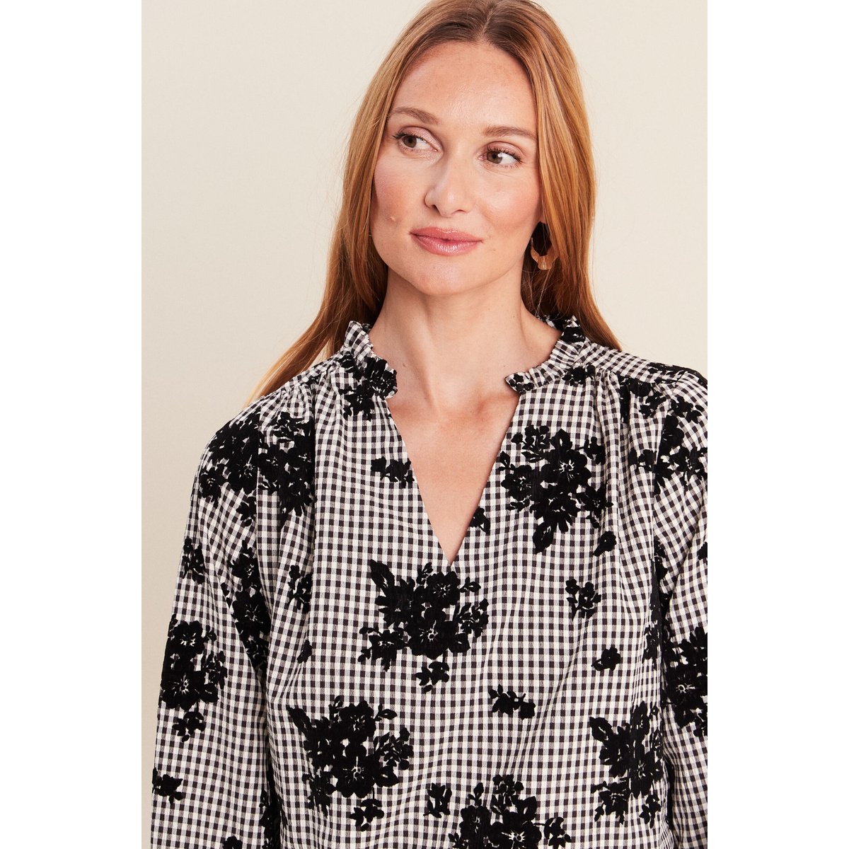 Blouse col v manches longues bleu, BREAL