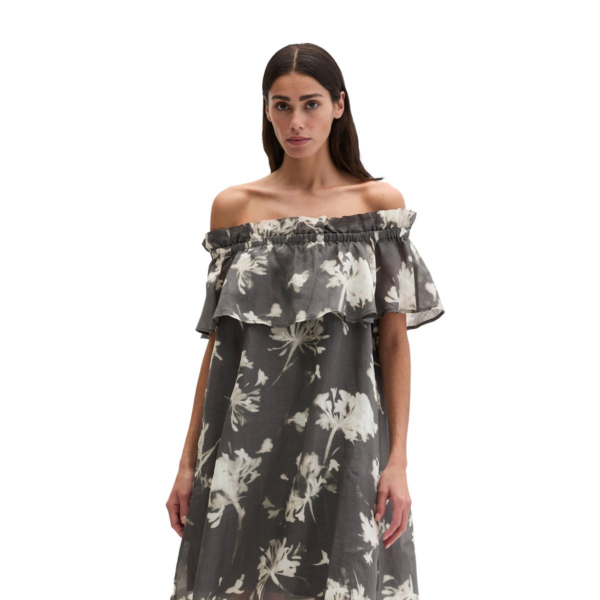 Robe Carmen loose en fibre de ramie douce gris foncé, MARC O'POLO