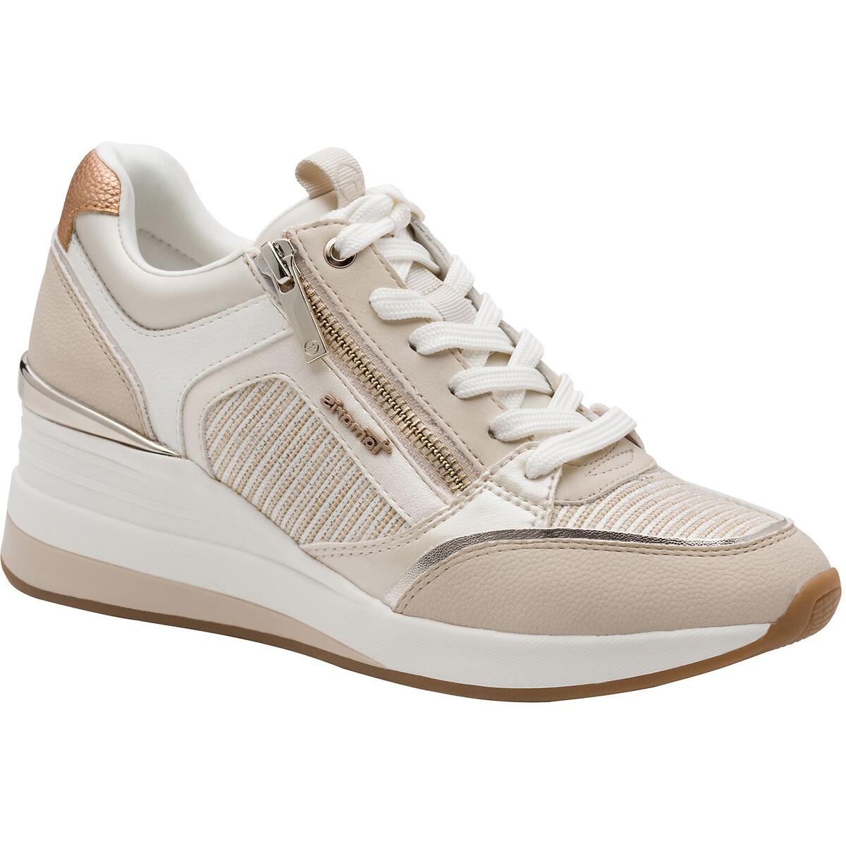 Baskets compensées et zippées beige, TAMARIS