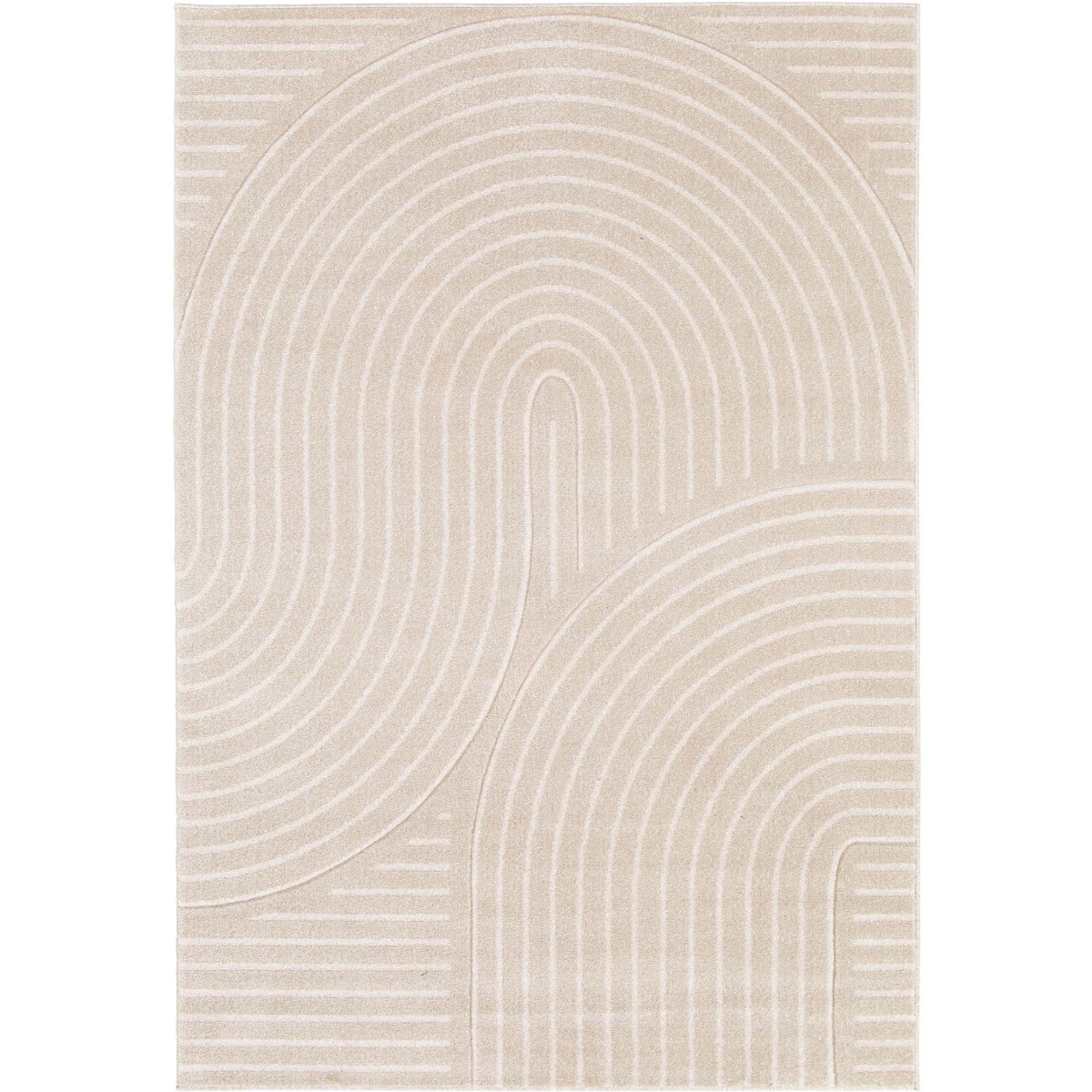Tapis doux à relief abstrait géométrique  LUNE courbes blanches, THE DECO FACTORY