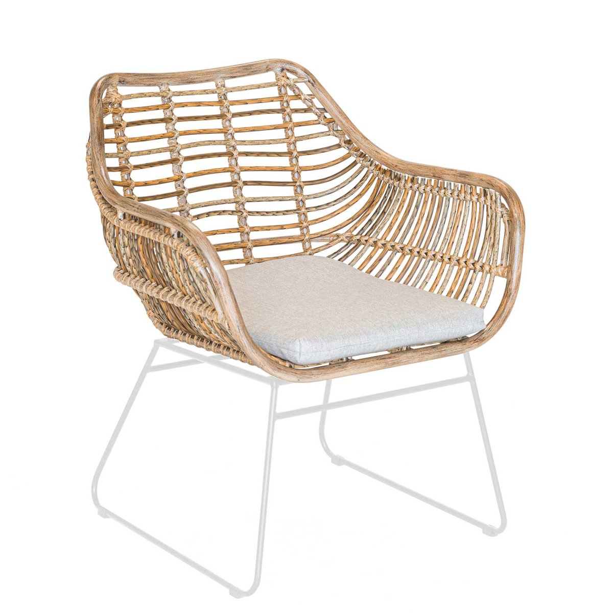 Set de 2 fauteuils en résine tressée imitation rotin naturel, HOME MAISON