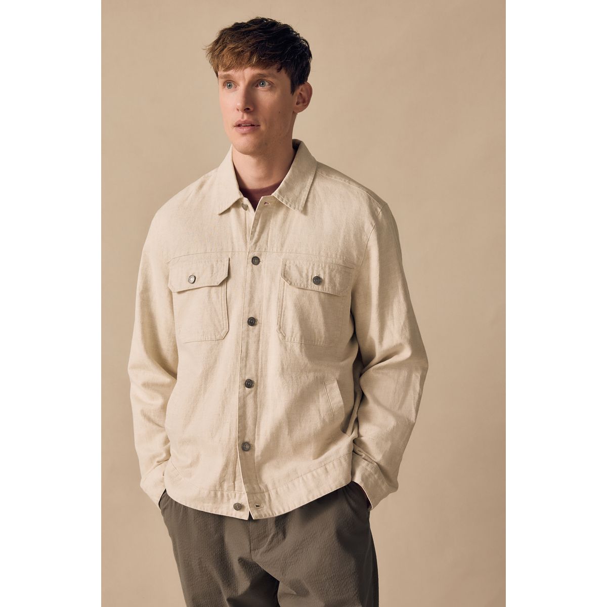 Veste-chemise légère en mélange naturel, NEXT