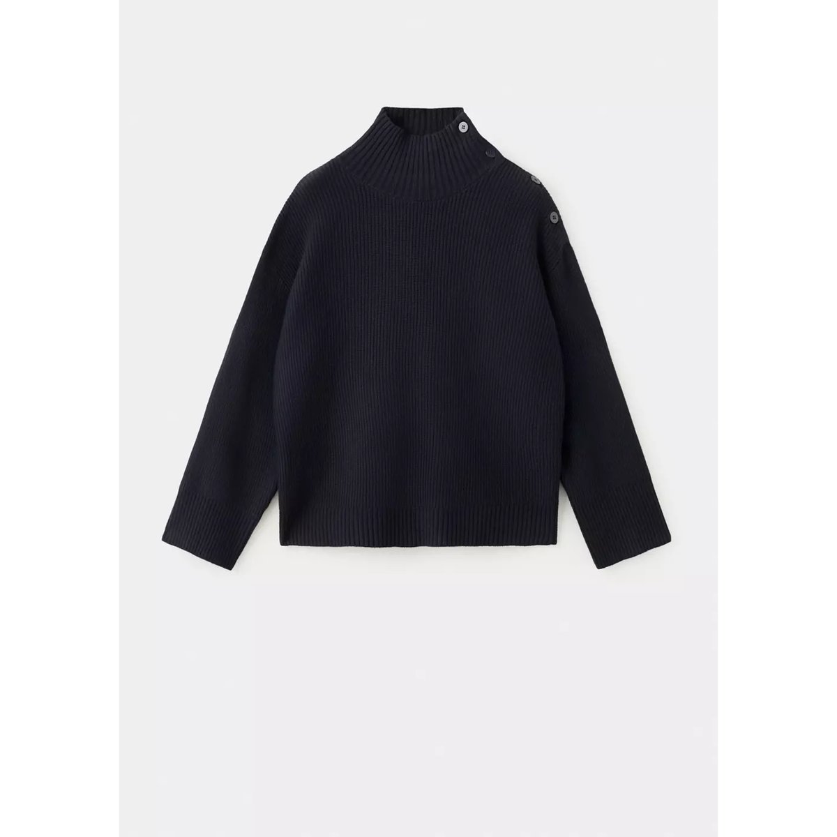 Pull col cheminée à boutons bleu marine foncé, MANGO