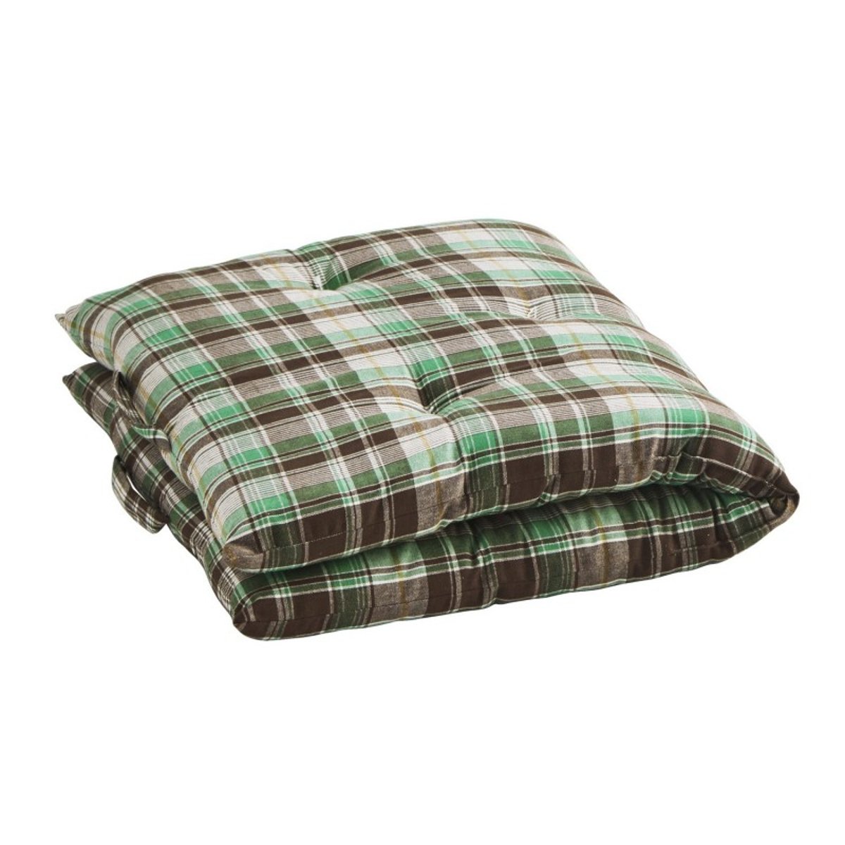 Matelas d'assise carreaux coton vert, MADAM STOLTZ