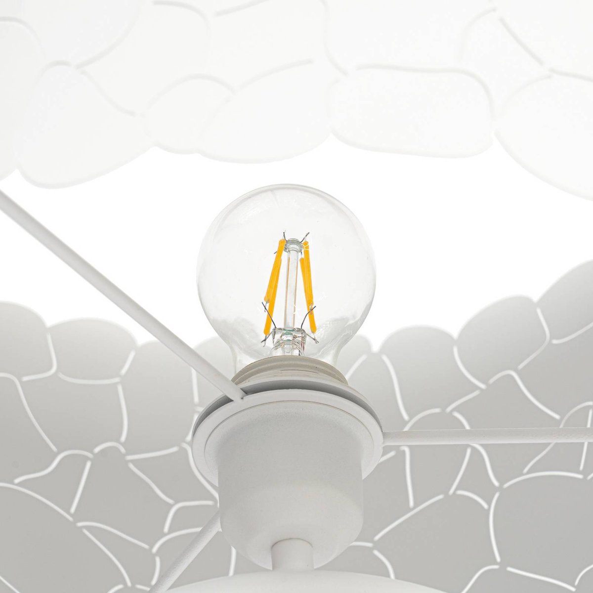 Lampadaire en métal moderne, Aralena blanc, LINDBY