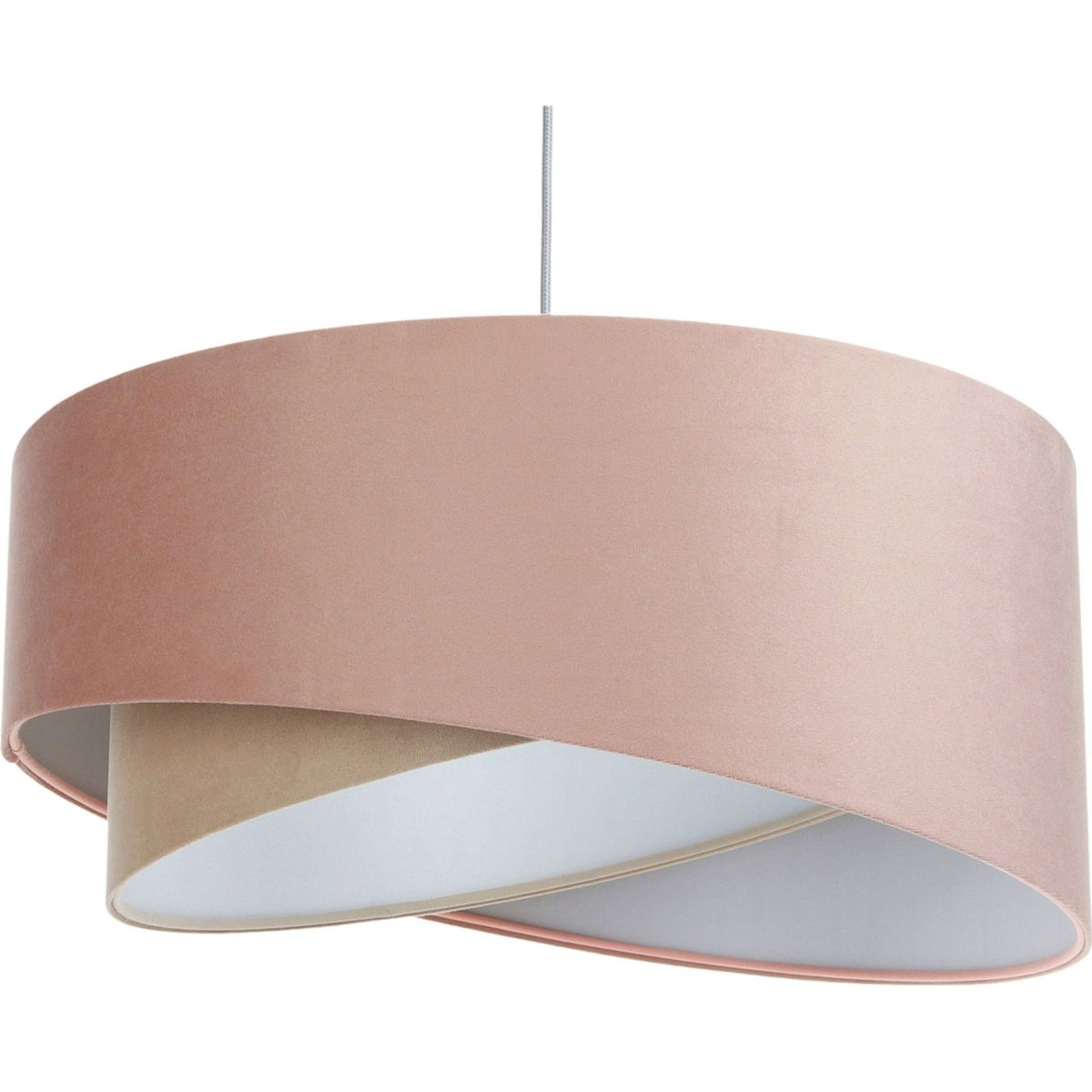 Suspension ronde en velours lumière douce Jasmin bebe gris clair avec velours rose poudré, BPS KONCEPT