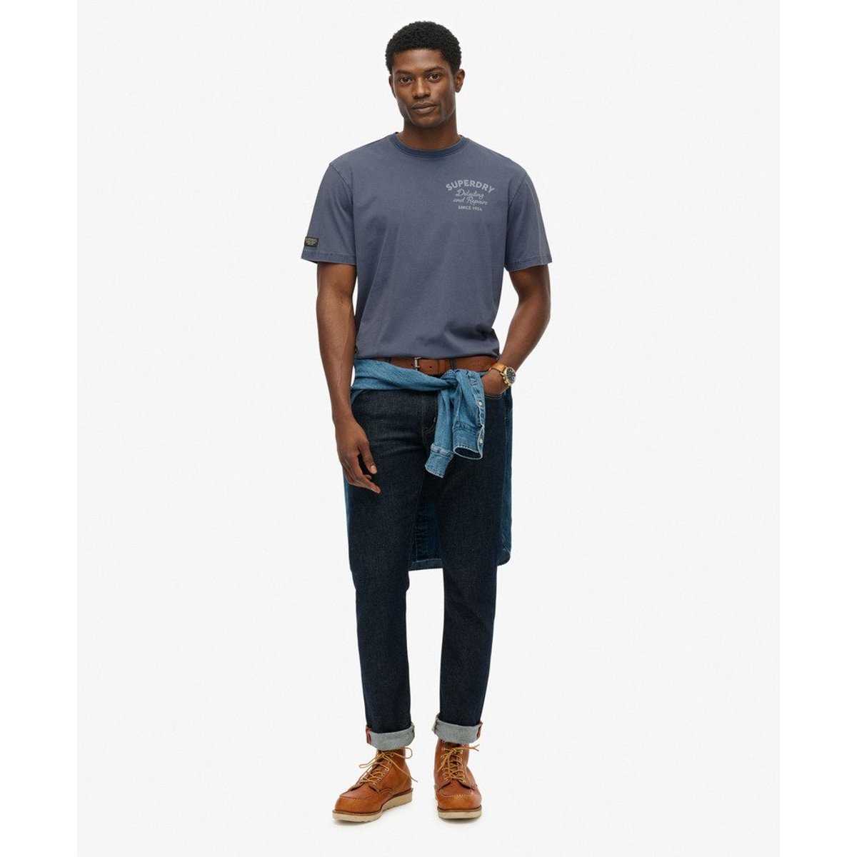 T-shirt oversize Trade Tools bleu ardoise sec, SUPERDRY