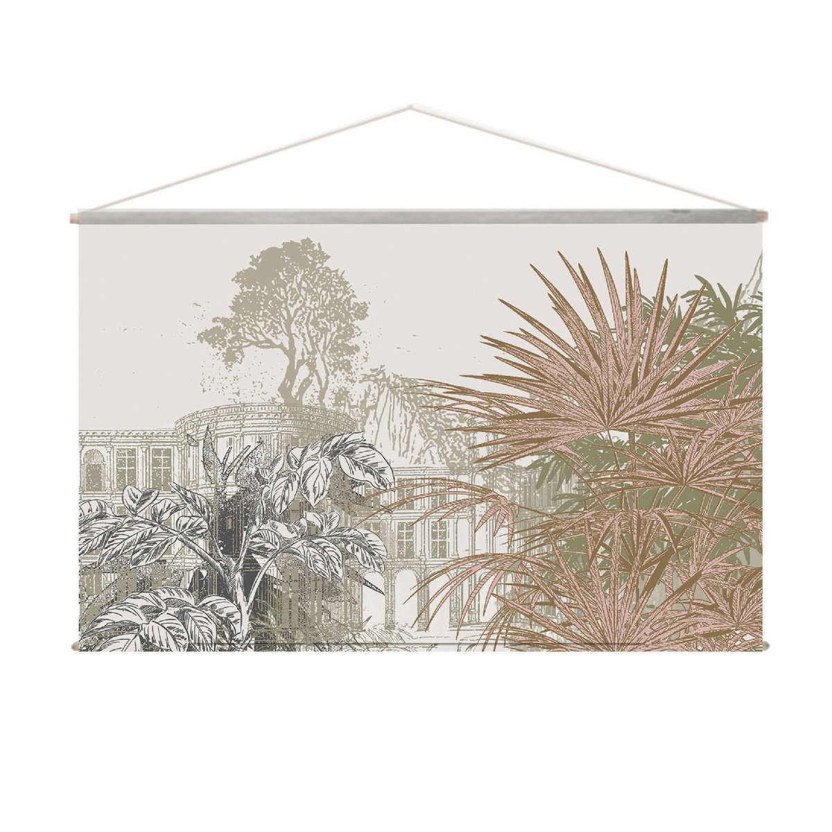 Toile murale végétale beige, HOME MAISON