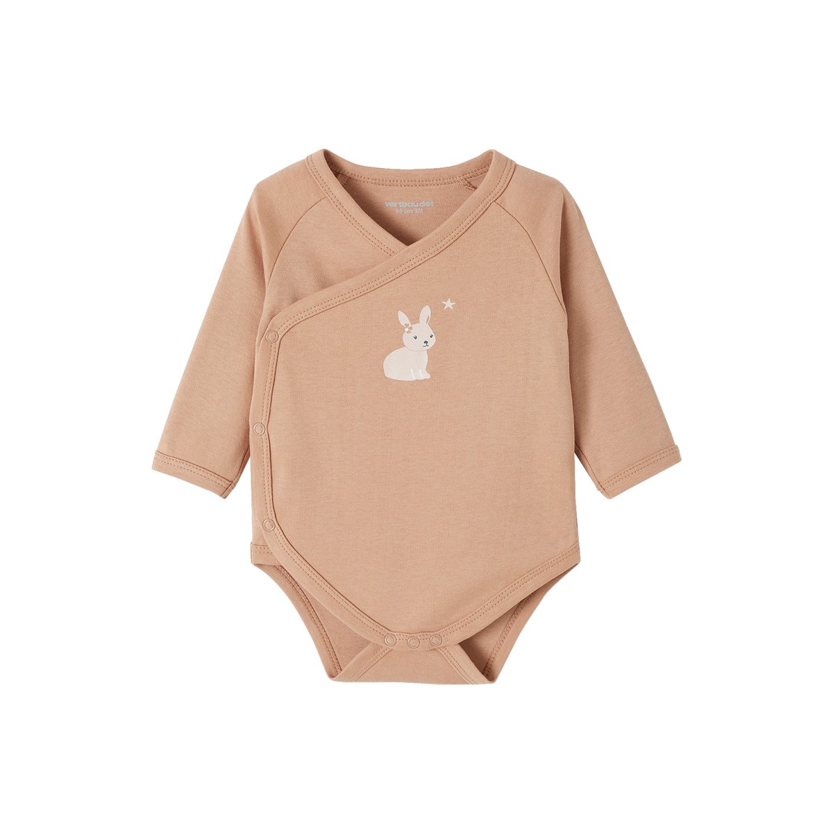 Lot de 5 bodies manches longues ouverture naissance rose poudré, VERTBAUDET