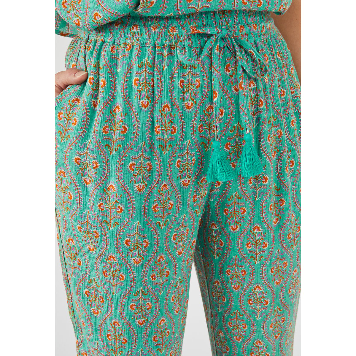 Pantalon fibres pure viscose Lenzing(TM) vert fleuri, DAMART