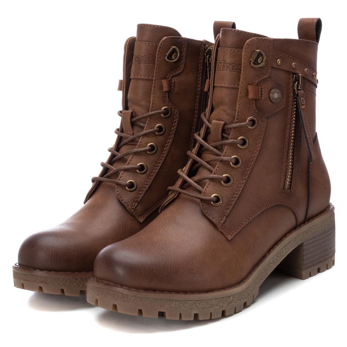 Bottine Militaire Talon Décontractée Fermeture éclair camel, REFRESH
