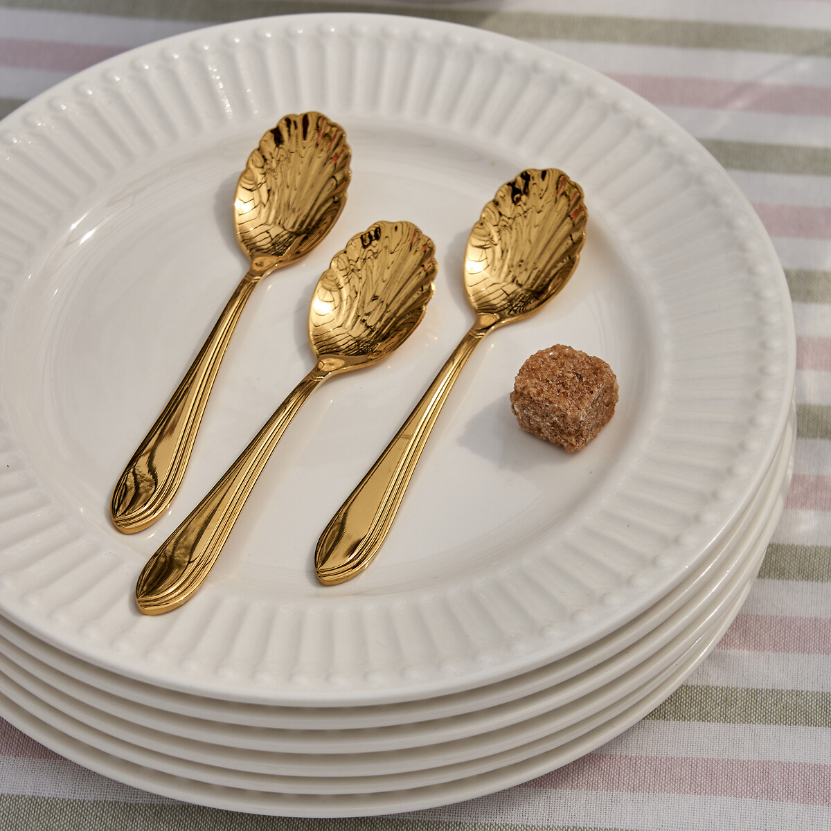 Lot de 6 assiettes à dessert en porcelaine, Jewely blanc, LA REDOUTE INTERIEURS