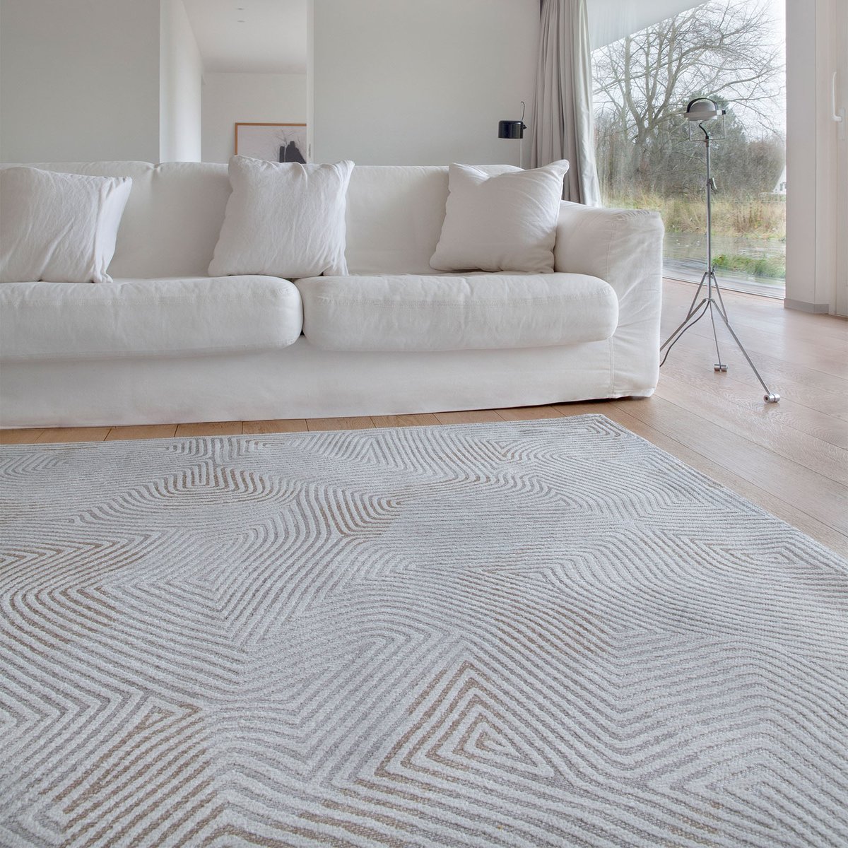 Tapis intérieur/extérieur tissé plat WHITE HORIZON gris, NOVATREND