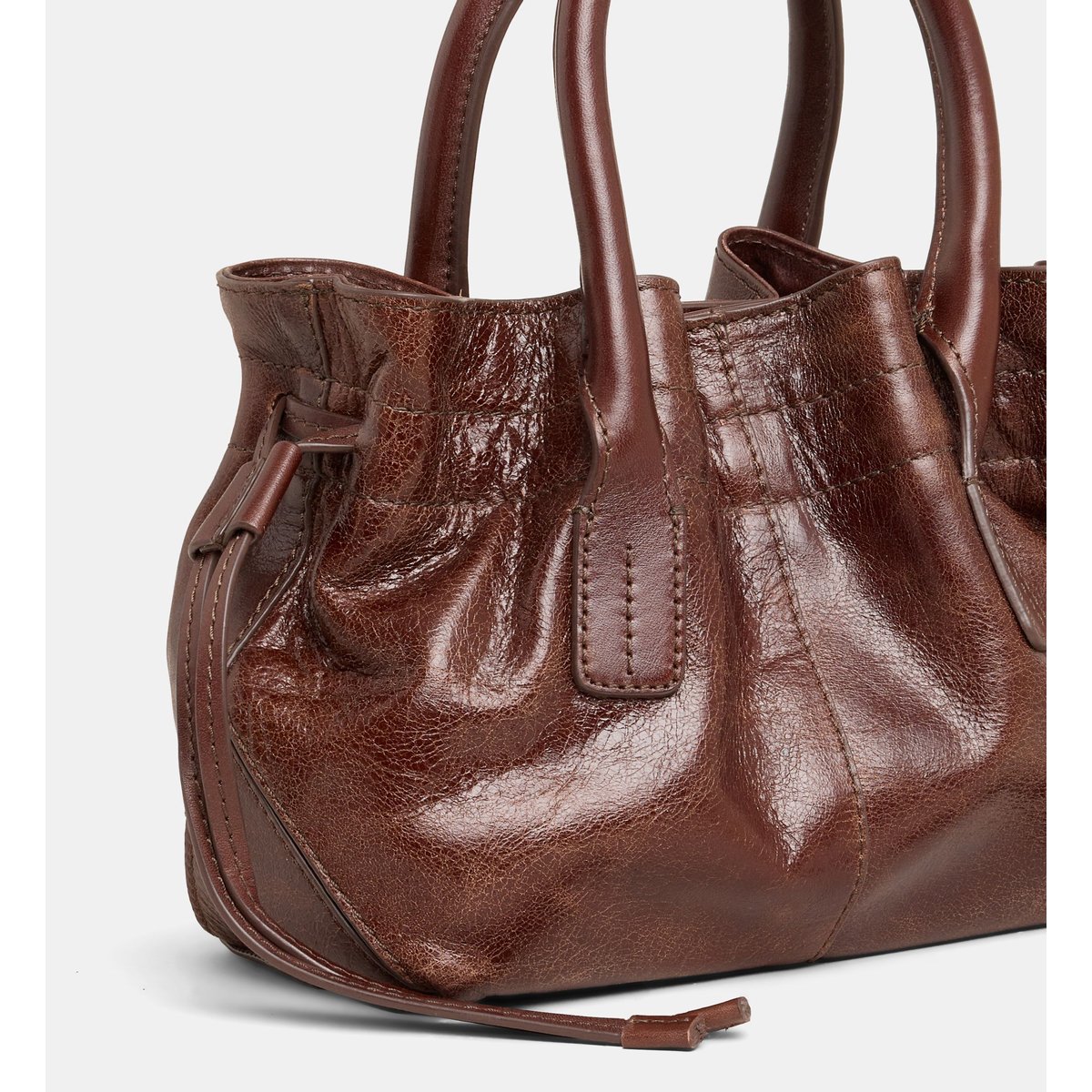Mini sac cabas cameron wrinkled cuir marron chocolat, GALERIES LAFAYETTE