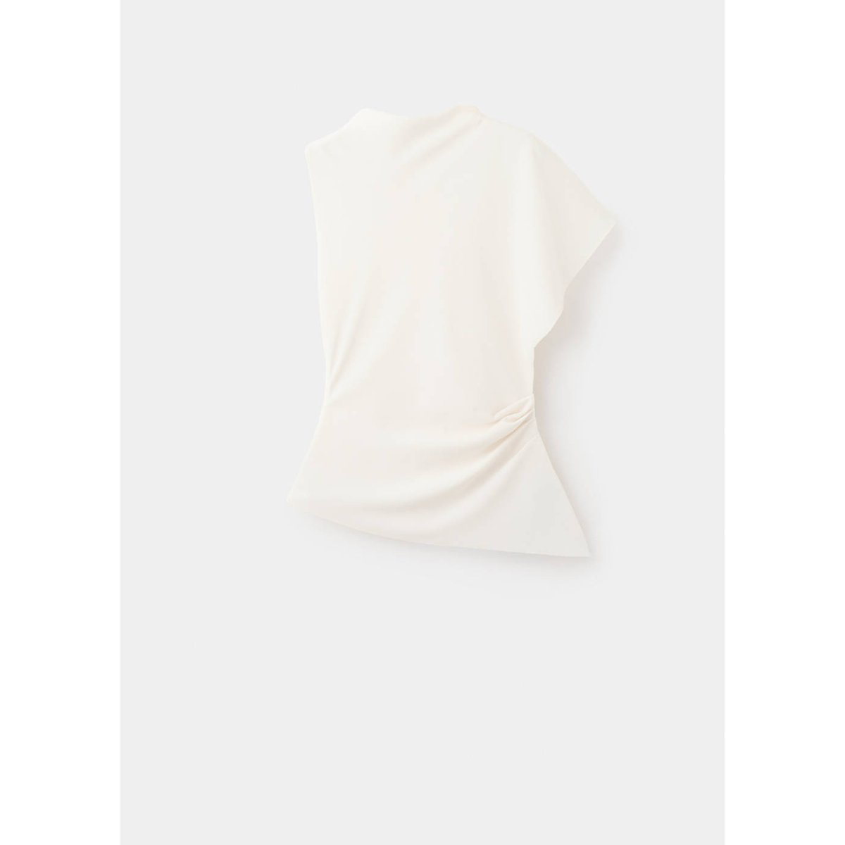 Blouse asymétrique détail froncé écru, MANGO