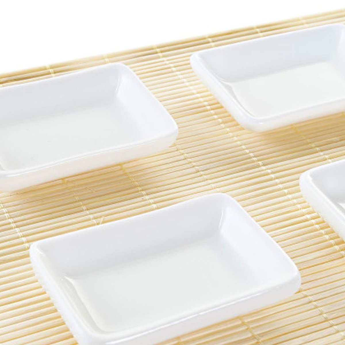 Set à sushi 9 pièces bambou et céramique blanche blanc, WADIGA