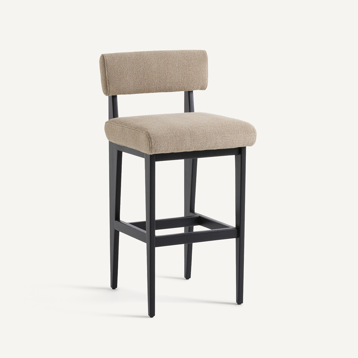 Chaise de bar en hêtre massif et tissu texturé, IZAG moka, AM.PM