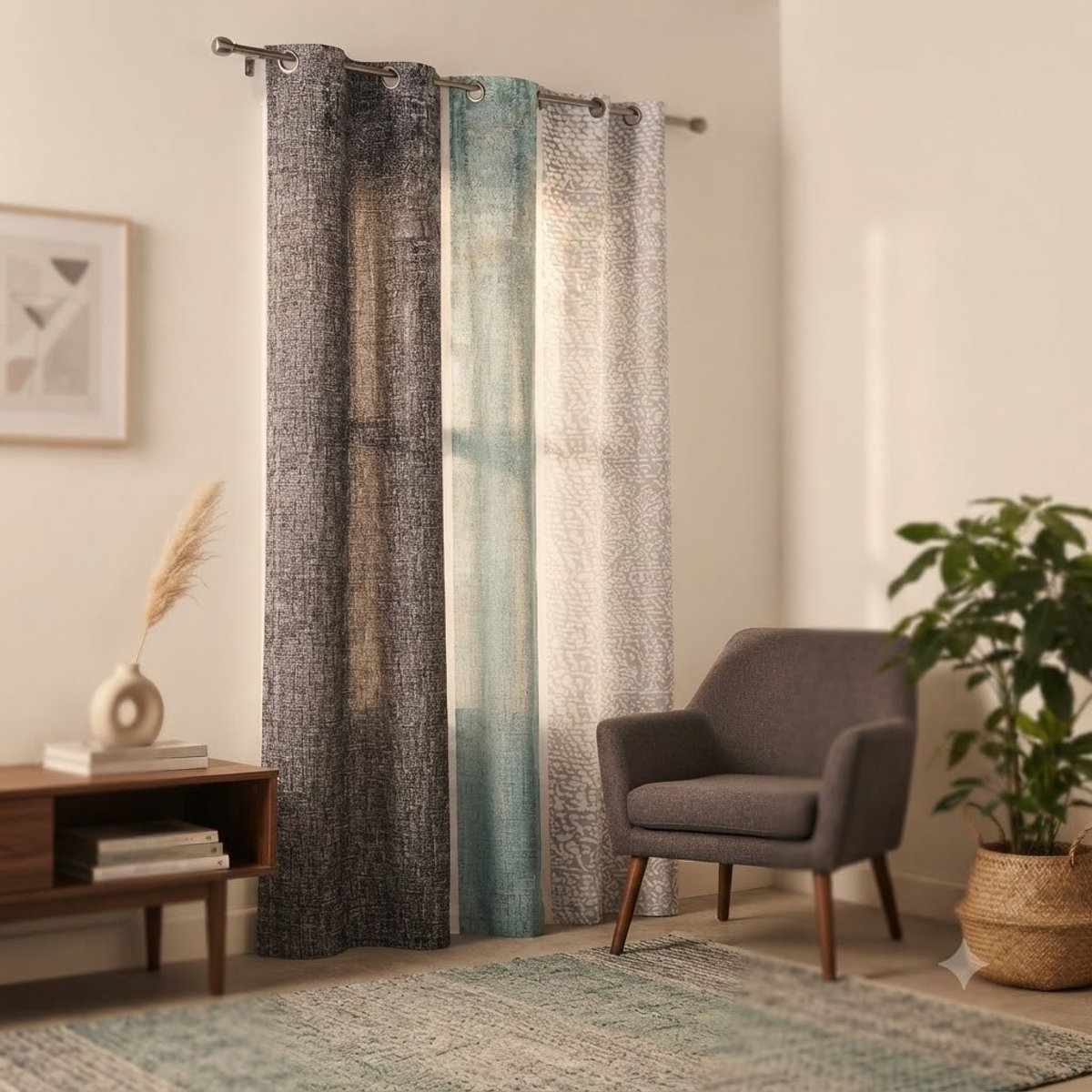 Rideau a oeillets 140 x 240 cm Textilio Menthe menthe, EDEN